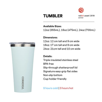 CORKCICLE Tumbler 16oz Stainless Steel Drink Tumbler